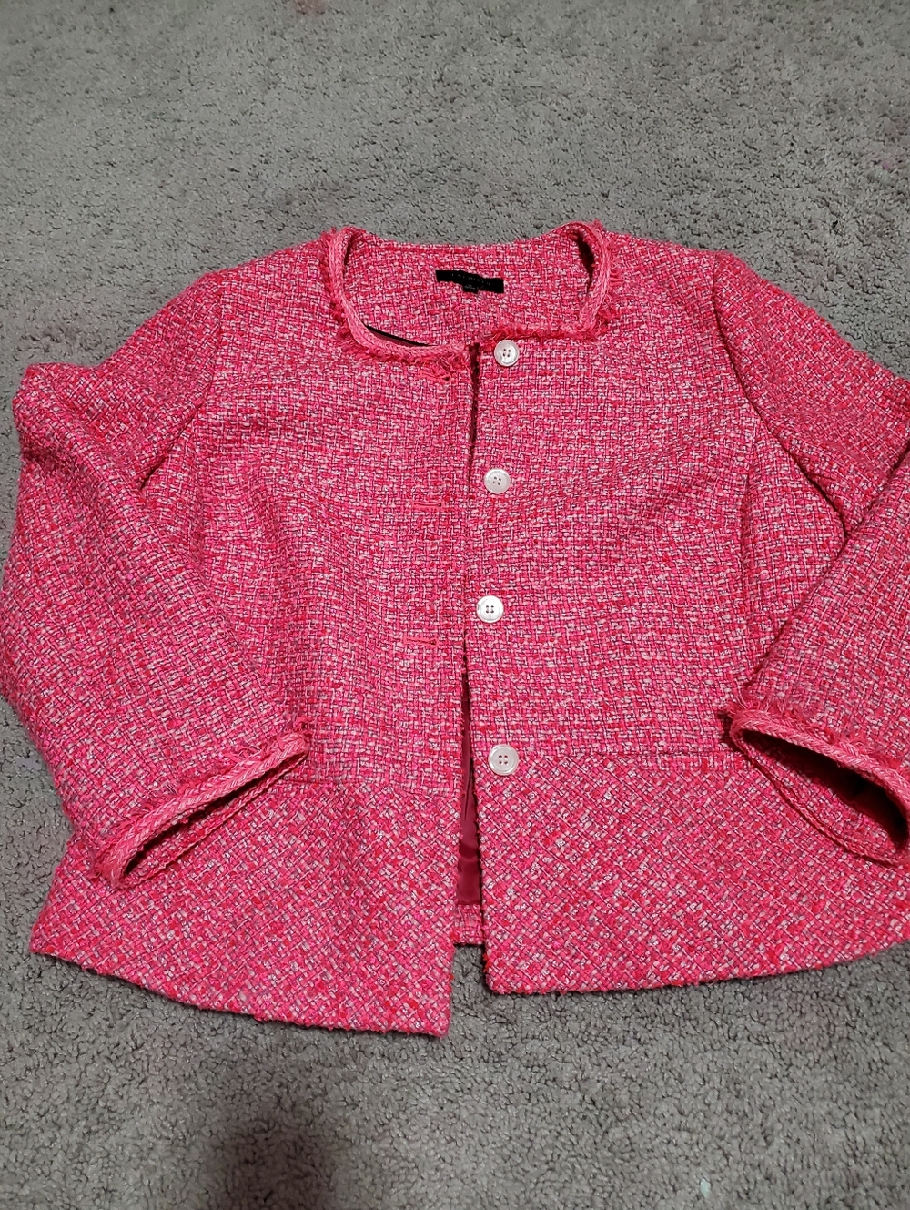 Talbots Neon Hot Pink Tweed Blazer Jacket Size 12